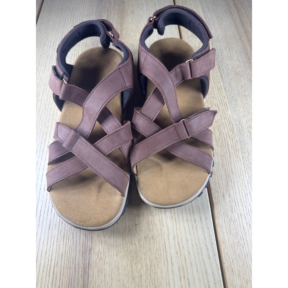 Strole Soft Stride Brown Leather Strappy Comfort Walking Sandals Womens 10 - Picture 2 of 7